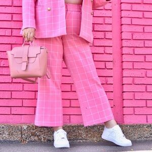 Eloquii pink plaid suit pants